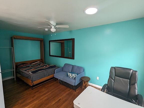 Bed area with murphy bed down