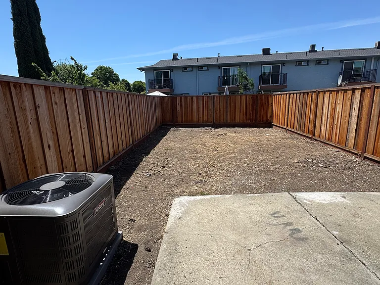 Large private back patio area