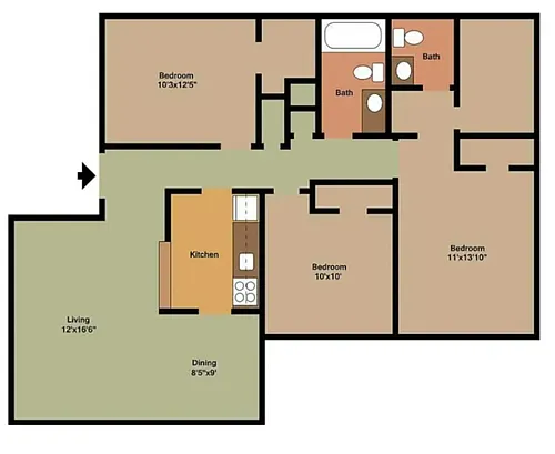 Floor plan 3 Bedroom Renovated