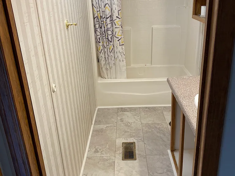 Hall Bathroom with New Flooring