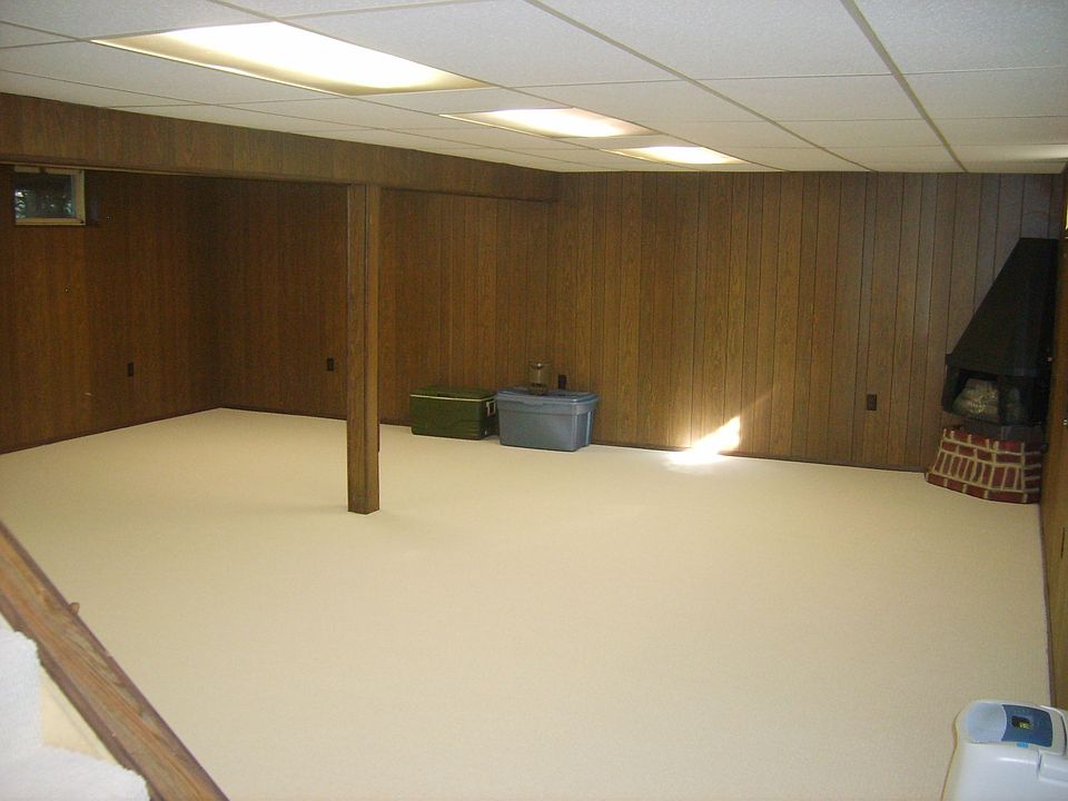 New carpet and ceiling in basement