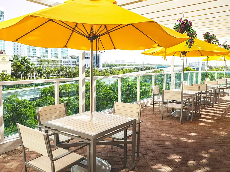 Enjoy a bite in the shade and sunshine