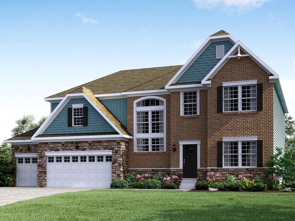 Elevation E Opt New England Inspired Facade, 3-Car Garage Garage Doors