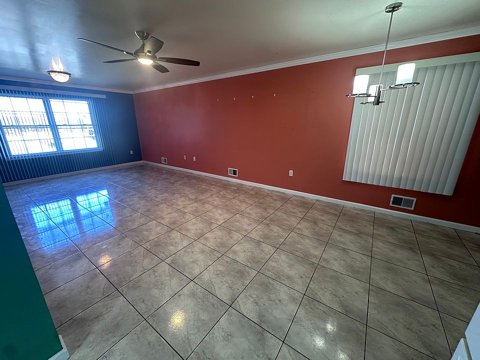 Open-concept living and dining area.