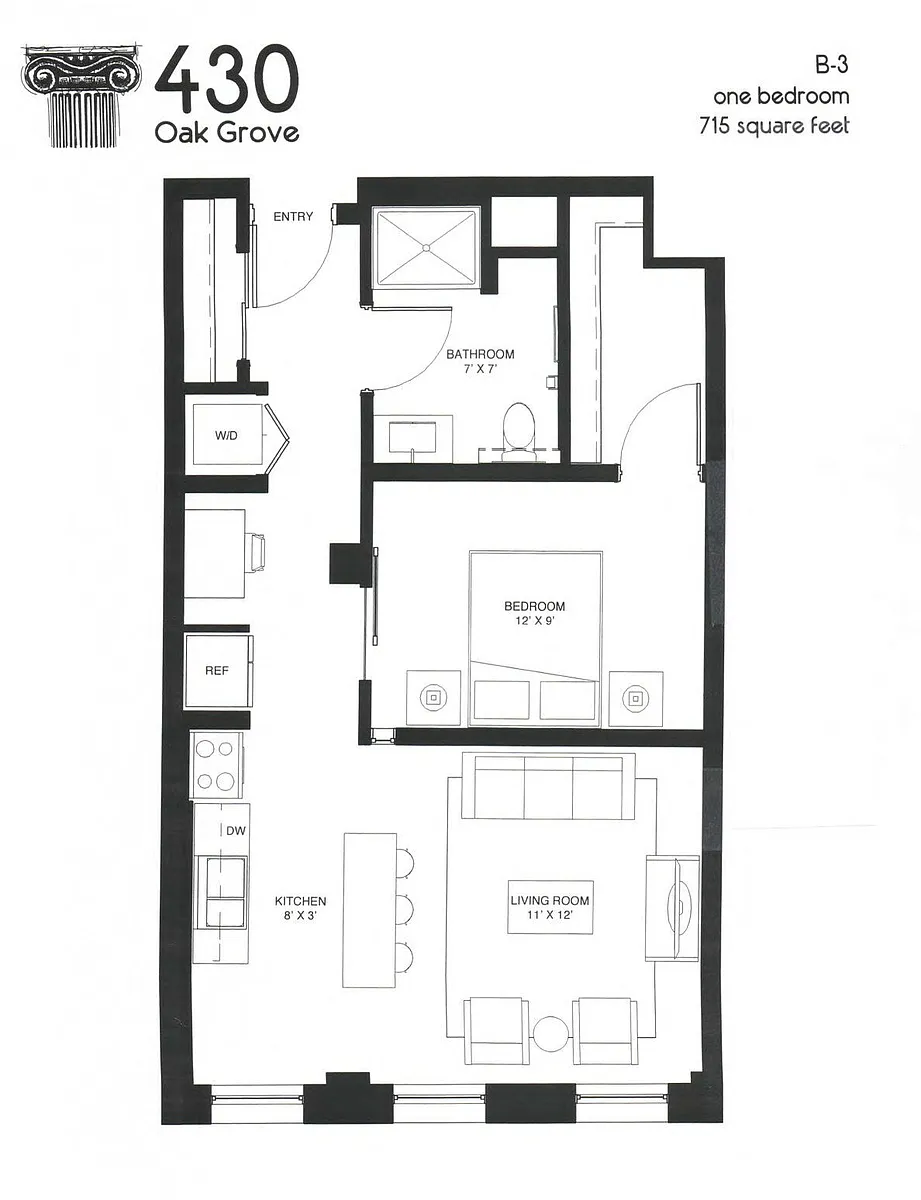 Floor plan 1 BR B-3