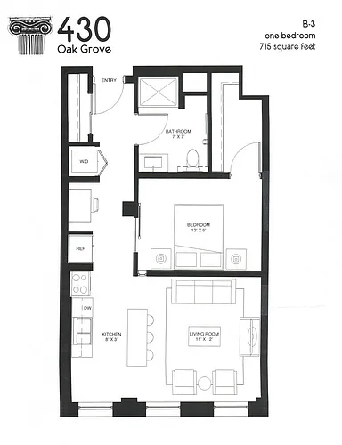 Floor plan 1 BR B-3