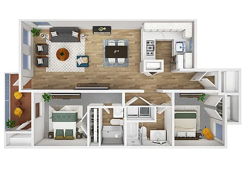 Floor plan 2BD, 2BTH F