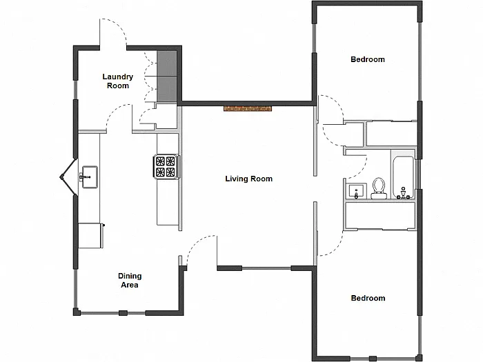 Floor plan 2 Bed / 1 Bath: Type A