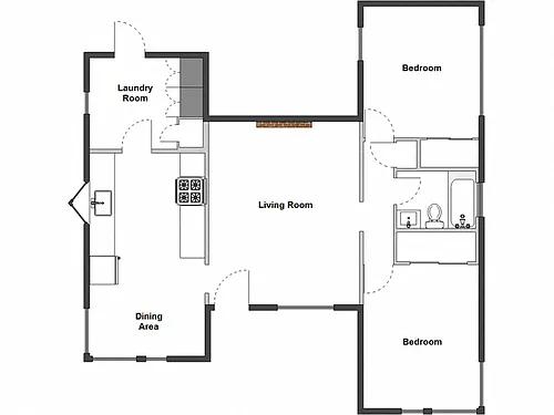Floor plan 2 Bed / 1 Bath: Type A