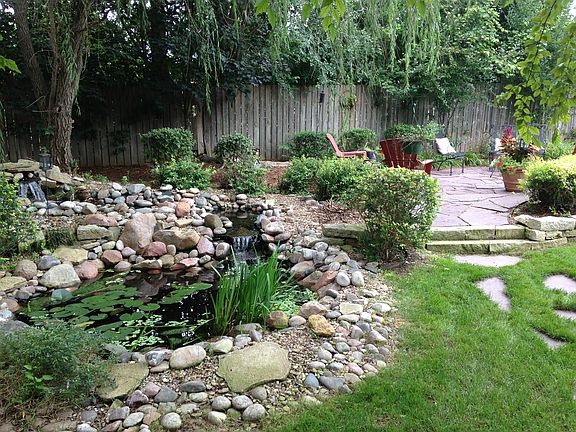 Pond and Stone Patio