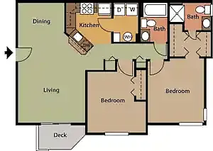 Floor plan 2BR-2Bth 1st Floor