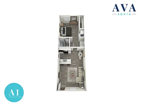 Floor plan Ava South - A1 with Washer/Dryer Included