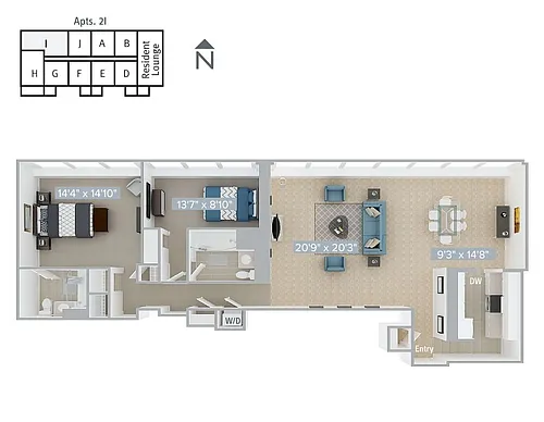 Floor plan B9-1400SF-2I-Classic