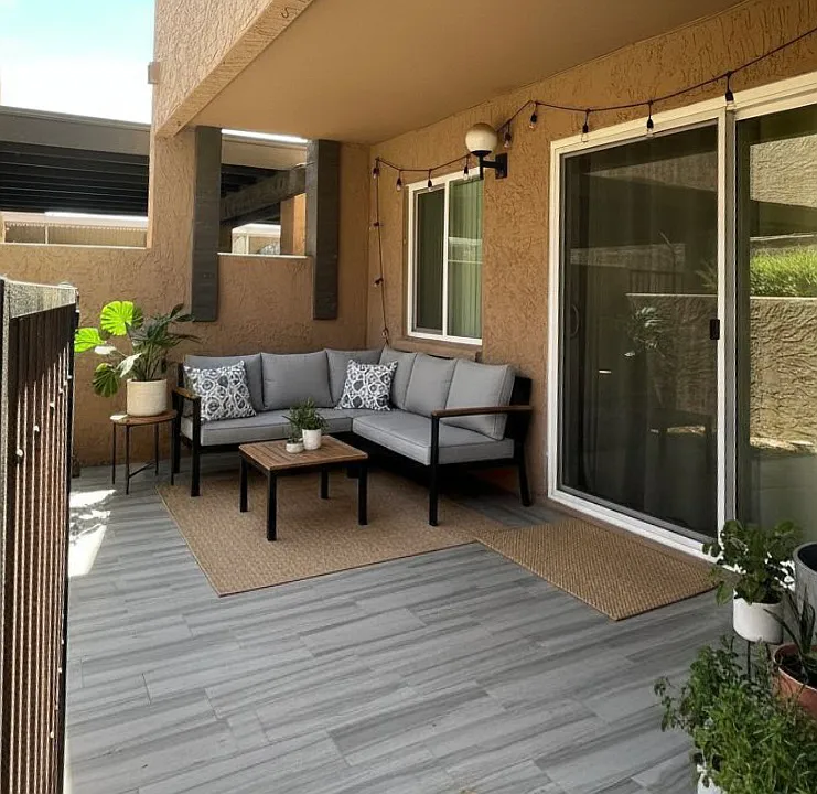 Your patio-virtually staged. Imagine yourself enjoying the morning sun and a cuppa in your private patio.