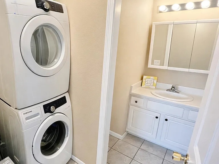 Main level laundry and bath