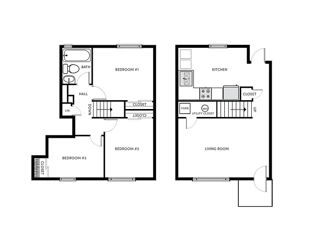Floor plan 3 BR, 1 BA - Classic