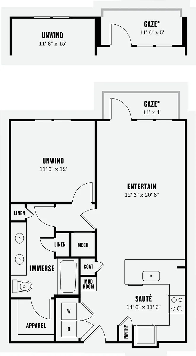 Floor plan One Bedroom One Bath