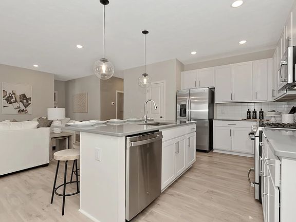 Kitchen with pendant lighting