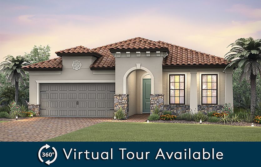 The Summerwood, a single-story family home with a 2 car garage, shown with Home Exterior FM3A