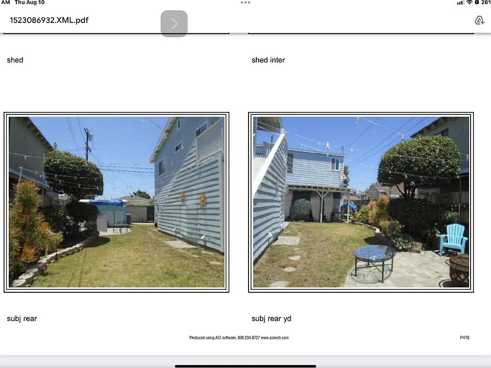 East side of apartment building and back yard.
One patio on North of yard is for the large home, patio in back, East of apartment can be used by anyone.