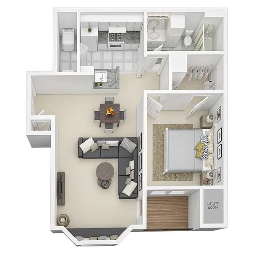 Floor plan 1 Bed 1 Bath - A1