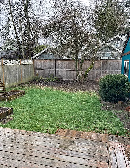 Backyard view from deck. ADU Studio unit on the right hand side.