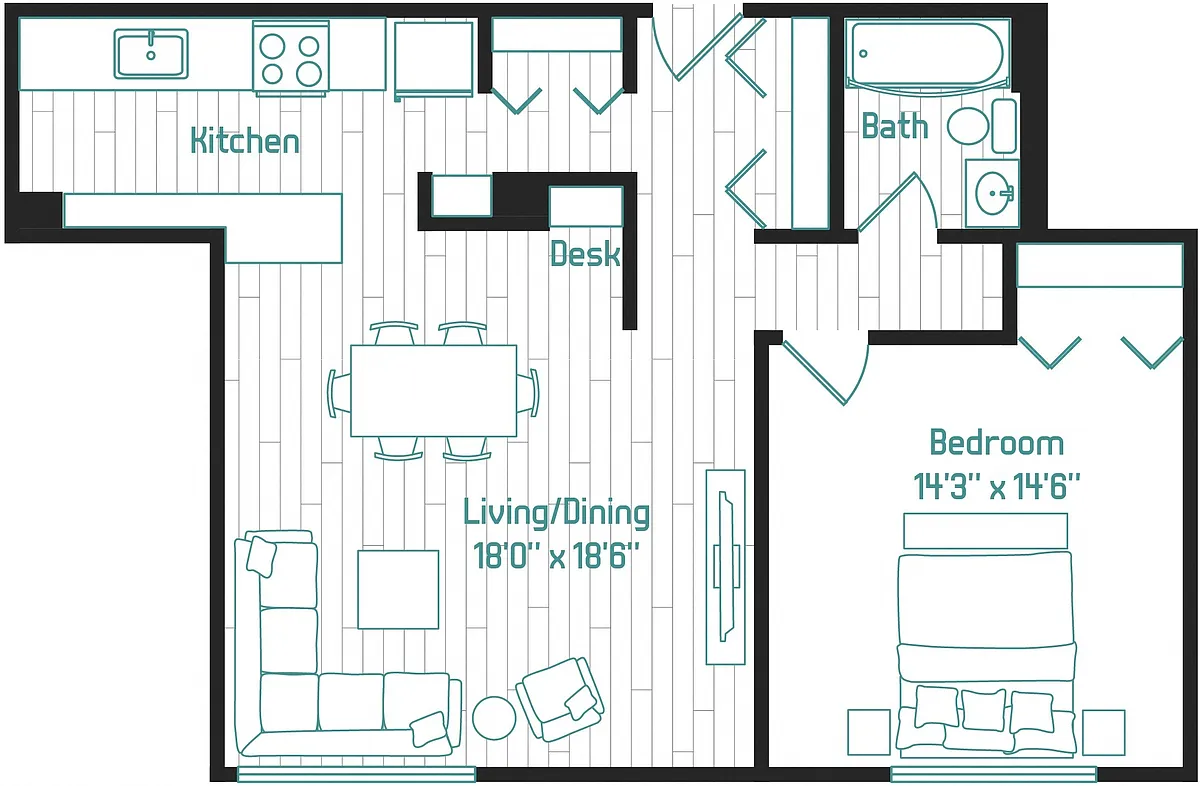 Floor plan 1X1 D