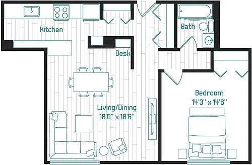 Floor plan 1X1 D