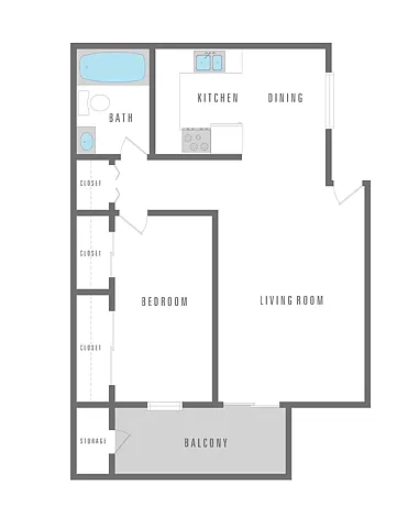 Floor plan 1 Bedroom 1 Bath
