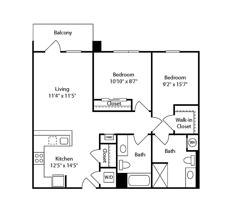 Floor plan 2 Bed/2 Bath-B35