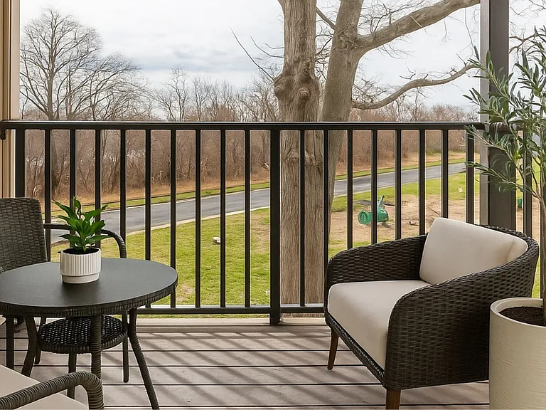 Elevate your lifestyle at Newpointe Apartments, where modern living meets serene outdoor spaces. Enjoy a cozy balcony view while sipping coffee or relaxing with friends. Schedule a tour today and find your perfect home!