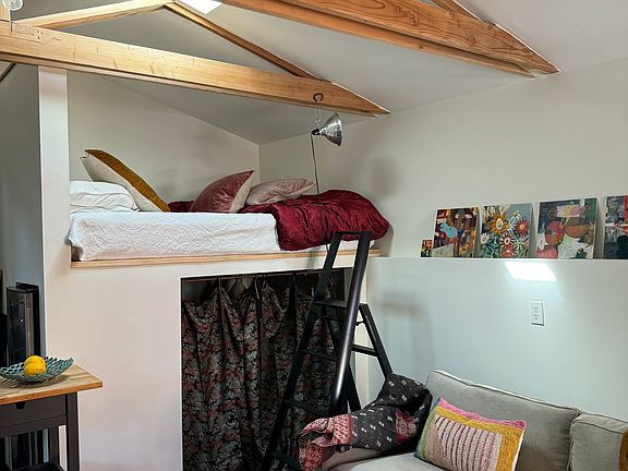 Living area and bed.