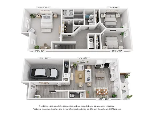 Floor plan 3 Bed, 2.5 Bath, Attached Garage