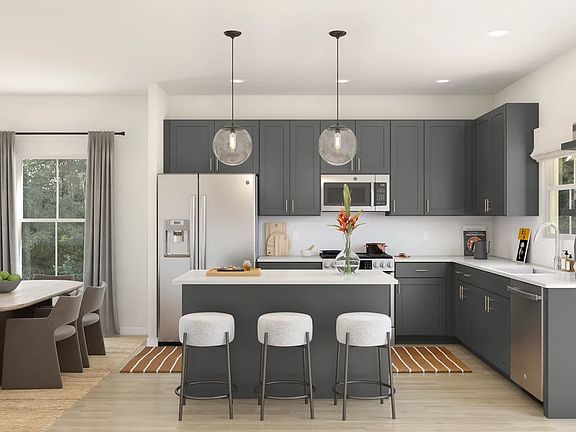 Kitchen with pendant lighting