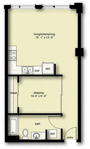 Floor plan Nolo 1 Open 1 Bath BN7