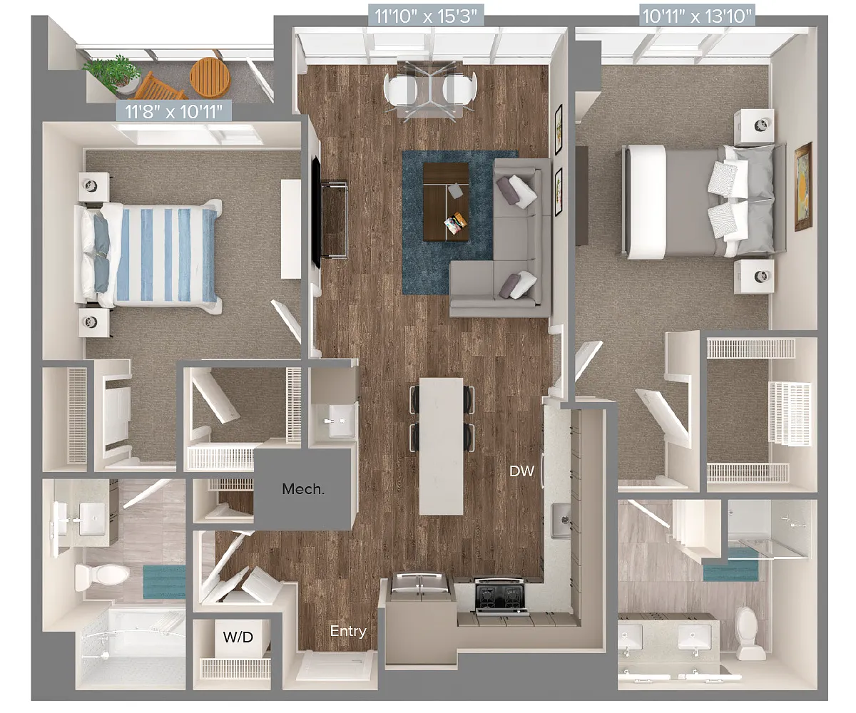 Floor plan B1-1071sf-U