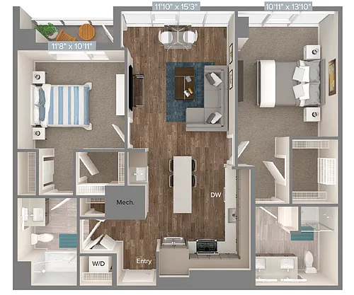 Floor plan B1-1071sf-U