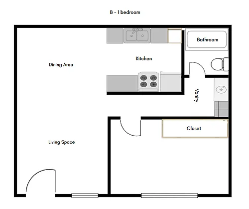 Floor plan 1 Bedroom 1 Bath SA