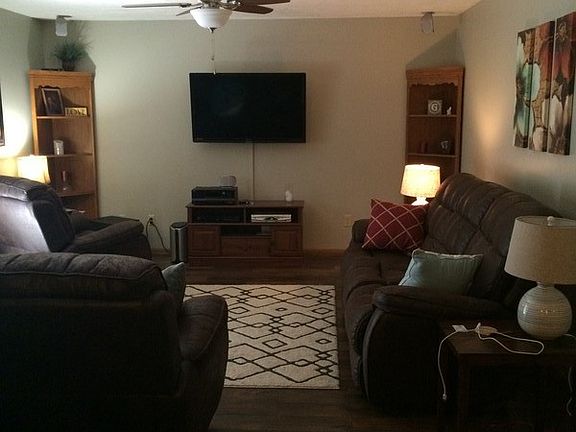 view from kitchen looking into family rm