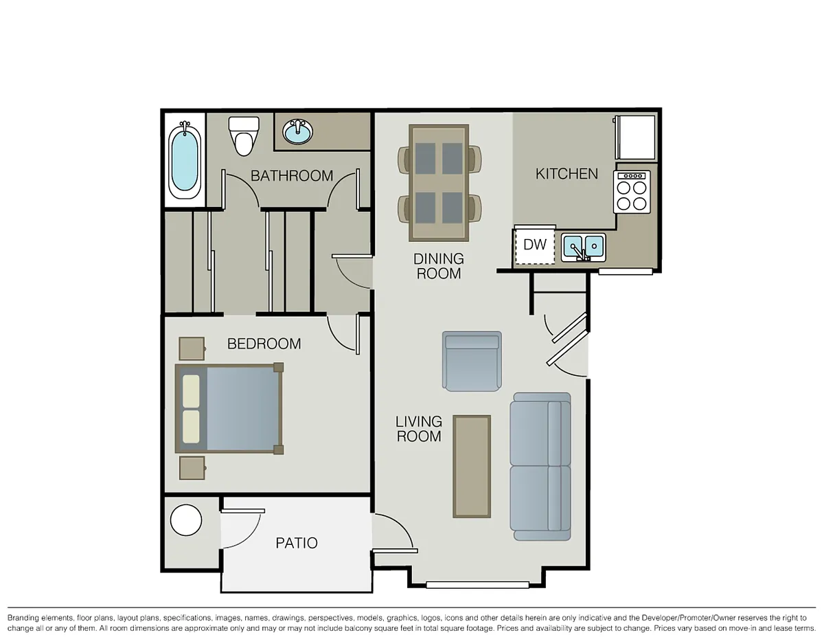 Floor plan 1 Bedroom 1 Bathroom B