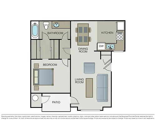 Floor plan 1 Bedroom 1 Bathroom B