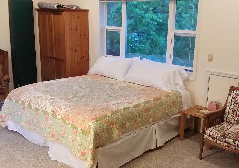 King bed and armoire.