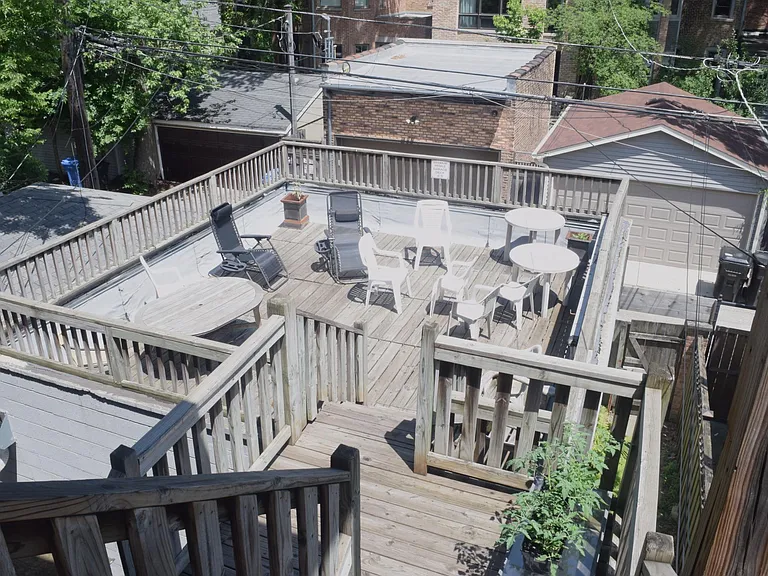 Deck on garage roof.