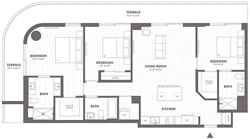Floor plan 3 Bed-3 Bath-F2