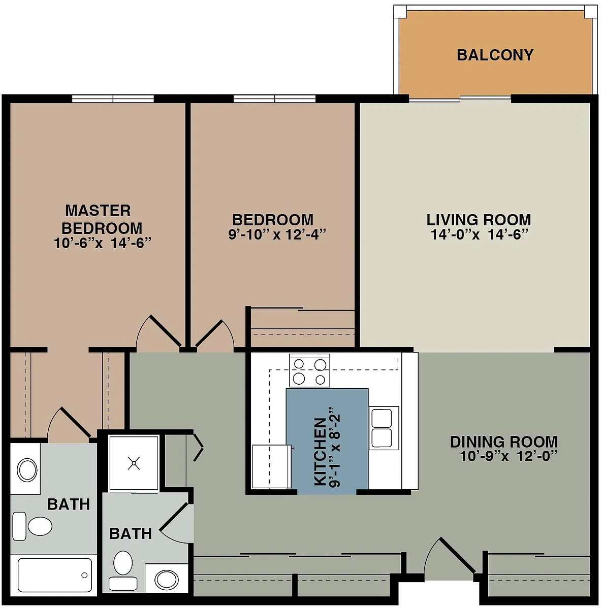 Floor plan Remodeled 2 Bedroom