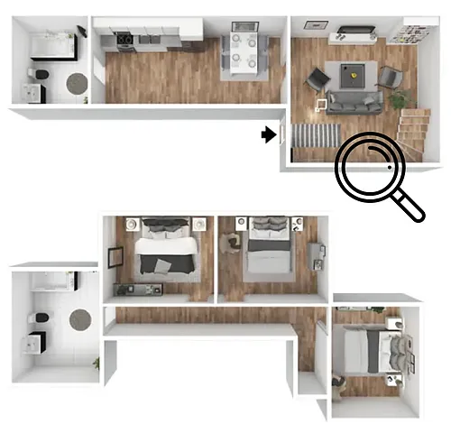 Floor plan 3 Bed 1 and half Bath