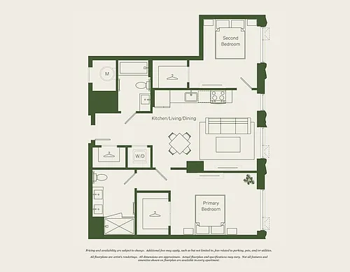 Floor plan 2 Bed- 2 Bath | BJ2 - Reva