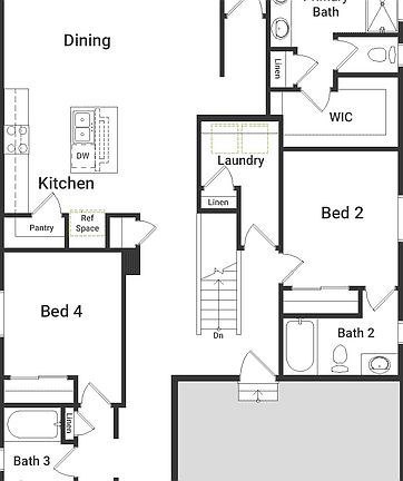 Floorplan of the first floor of the Brio Splendor in Banning Lewis Ranch