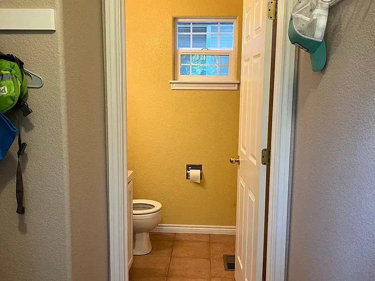 Guest half-bath on main floor.