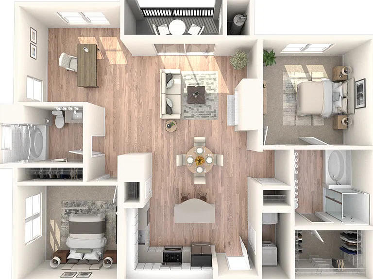 B1 1377 | 2 Bed | 2 Bath | Den floor plan The Avens at Dedham Station